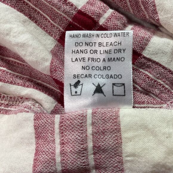 ORANGE CREEK Cardigan Plaid Fringe Open Front Long Sleeve Womens M L Red White - Picture 11 of 11